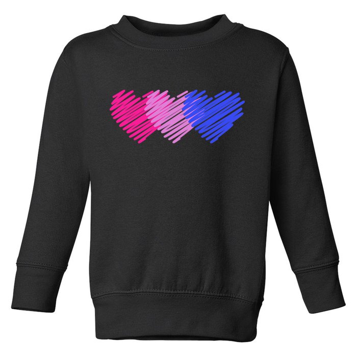 Bisexual Flag Hearts Love LGBT Bi Pride Toddler Sweatshirt