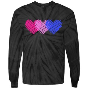 Bisexual Flag Hearts Love LGBT Bi Pride Tie-Dye Long Sleeve Shirt