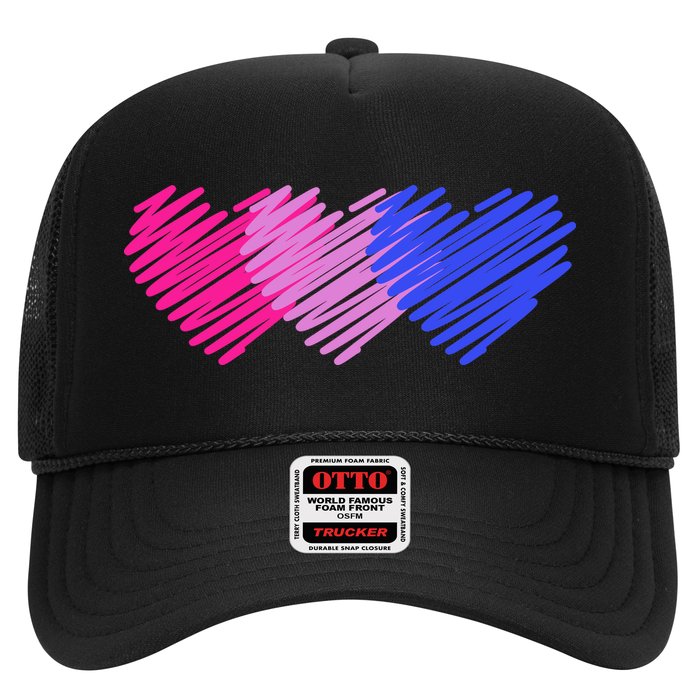 Bisexual Flag Hearts Love LGBT Bi Pride Trucker Hat