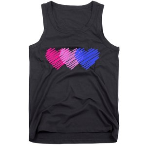 Bisexual Flag Hearts Love LGBT Bi Pride Tank Top