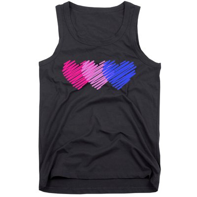 Bisexual Flag Hearts Love LGBT Bi Pride Tank Top