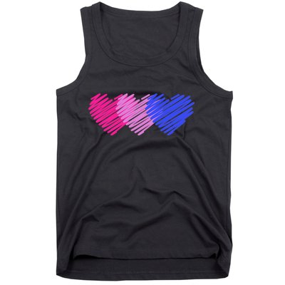 Bisexual Flag Hearts Love LGBT Bi Pride Tank Top