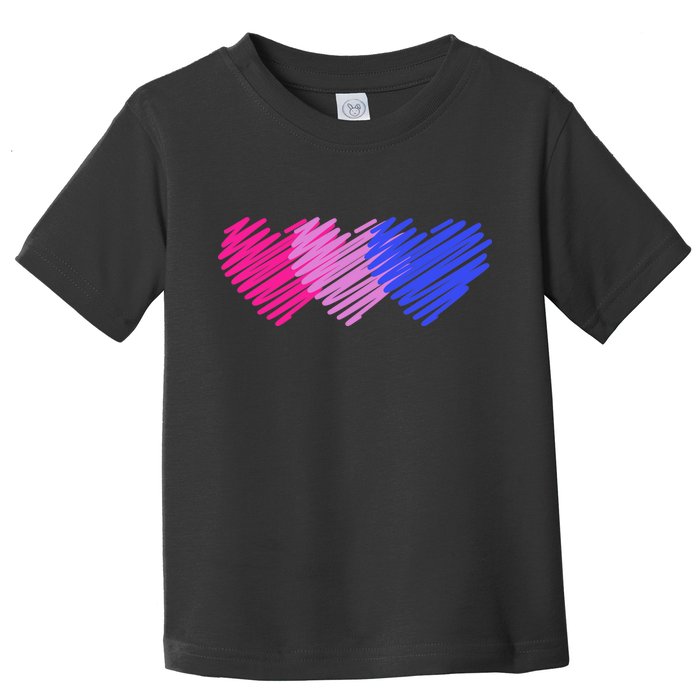 Bisexual Flag Hearts Love LGBT Bi Pride Toddler T-Shirt