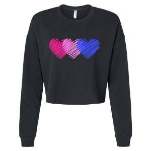 Bisexual Flag Hearts Love LGBT Bi Pride Cropped Pullover Crew