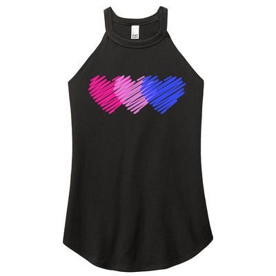 Bisexual Flag Hearts Love LGBT Bi Pride Women's Perfect Tri Rocker Tank