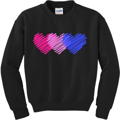 Bisexual Flag Hearts Love LGBT Bi Pride Kids Sweatshirt