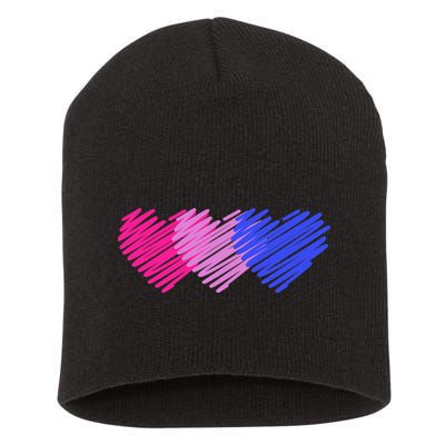 Bisexual Flag Hearts Love LGBT Bi Pride Short Acrylic Beanie