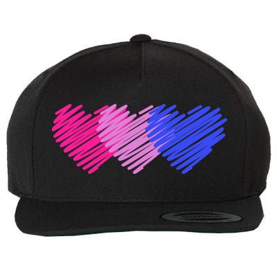 Bisexual Flag Hearts Love LGBT Bi Pride Wool Snapback Cap