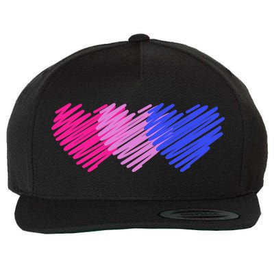 Bisexual Flag Hearts Love LGBT Bi Pride Wool Snapback Cap