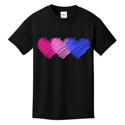 Bisexual Flag Hearts Love LGBT Bi Pride Kids T-Shirt