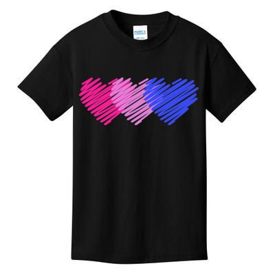 Bisexual Flag Hearts Love LGBT Bi Pride Kids T-Shirt