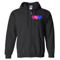 Bisexual Flag Hearts Love LGBT Bi Pride Full Zip Hoodie