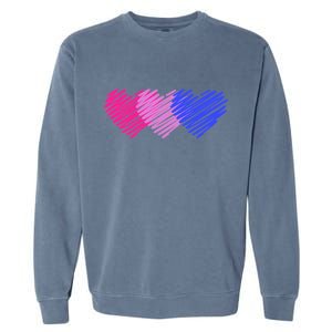 Bisexual Flag Hearts Love LGBT Bi Pride Garment-Dyed Sweatshirt