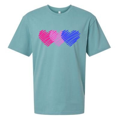 Bisexual Flag Hearts Love LGBT Bi Pride Sueded Cloud Jersey T-Shirt