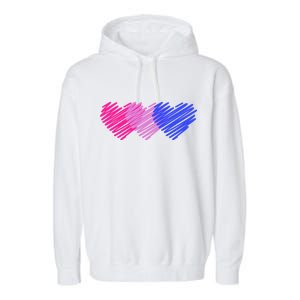 Bisexual Flag Hearts Love LGBT Bi Pride Garment-Dyed Fleece Hoodie