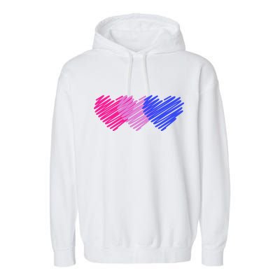 Bisexual Flag Hearts Love LGBT Bi Pride Garment-Dyed Fleece Hoodie