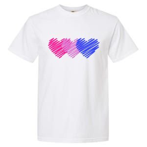 Bisexual Flag Hearts Love LGBT Bi Pride Garment-Dyed Heavyweight T-Shirt