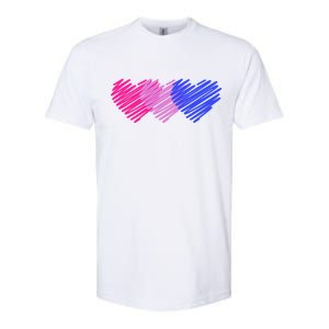 Bisexual Flag Hearts Love LGBT Bi Pride Softstyle CVC T-Shirt