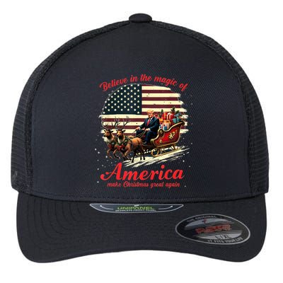 Believe In The Magic Of America Make Christmas Great Again Flexfit Unipanel Trucker Cap