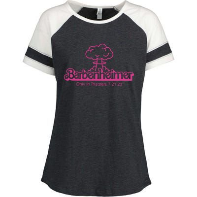 Barbenheimer In Theaters 7 21 23 Barb!e Oppenheimer Barb!e Movie Enza Ladies Jersey Colorblock Tee