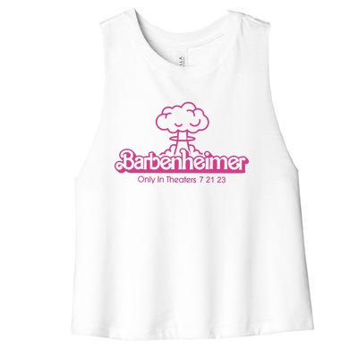 Barbenheimer In Theaters 7 21 23 Barb!e Oppenheimer Barb!e Movie Women's Racerback Cropped Tank