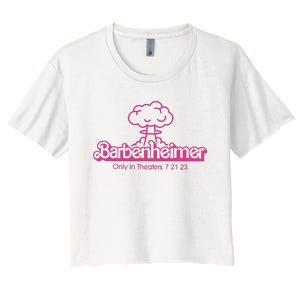 Barbenheimer In Theaters 7 21 23 Barb!e Oppenheimer Barb!e Movie Women's Crop Top Tee