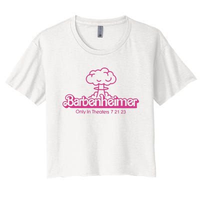 Barbenheimer In Theaters 7 21 23 Barb!e Oppenheimer Barb!e Movie Women's Crop Top Tee