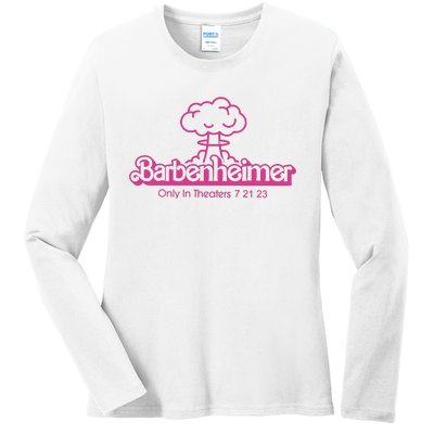 Barbenheimer In Theaters 7 21 23 Barb!e Oppenheimer Barb!e Movie Ladies Long Sleeve Shirt