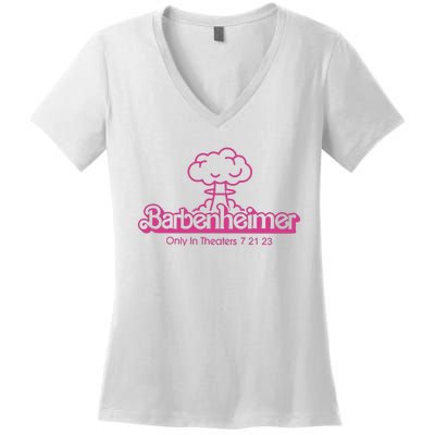 Barbenheimer In Theaters 7 21 23 Barb!e Oppenheimer Barb!e Movie Women's V-Neck T-Shirt