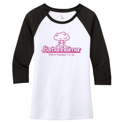 Barbenheimer In Theaters 7 21 23 Barb!e Oppenheimer Barb!e Movie Women's Tri-Blend 3/4-Sleeve Raglan Shirt