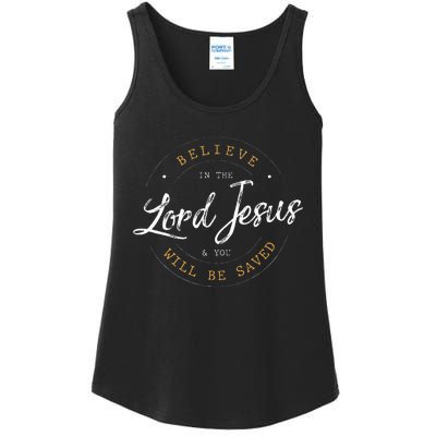 Believe in the Lord Jesus and your Saved Christian Ladies Essential Tank