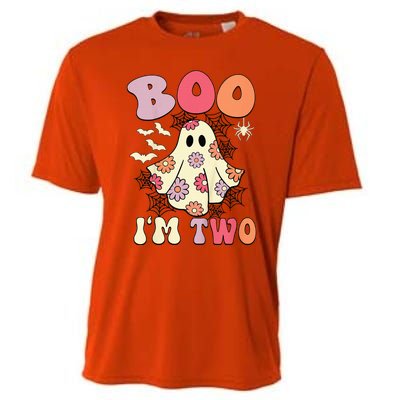 Boo IM Two Years Old 2nd Birthday Groovy Ghost Halloween Cooling Performance Crew T-Shirt