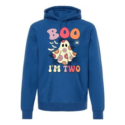 Boo IM Two Years Old 2nd Birthday Groovy Ghost Halloween Premium Hoodie