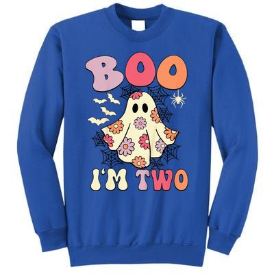 Boo IM Two Years Old 2nd Birthday Groovy Ghost Halloween Tall Sweatshirt