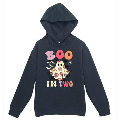 Boo IM Two Years Old 2nd Birthday Groovy Ghost Halloween Urban Pullover Hoodie