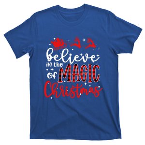 Believe In The Magic Of Christmas Buffalo Plaid Xmas Holiday Gift T-Shirt