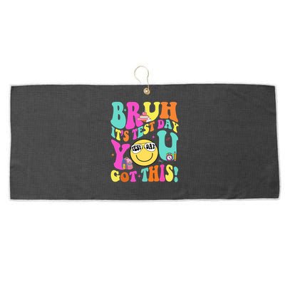 Bruh It’s Test Day You Got This Teacher Testing Day Large Microfiber Waffle Golf Towel