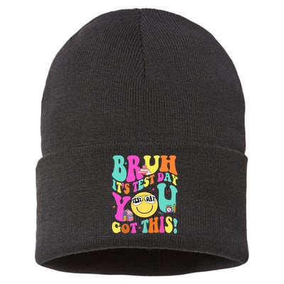 Bruh It’s Test Day You Got This Teacher Testing Day Sustainable Knit Beanie