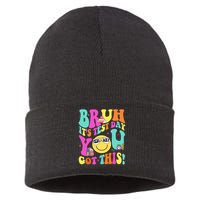 Bruh It’s Test Day You Got This Teacher Testing Day Sustainable Knit Beanie