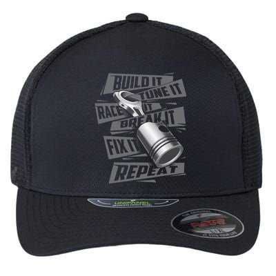 Build It Tune It Race It Break It Race Car Enthusiast Flexfit Unipanel Trucker Cap