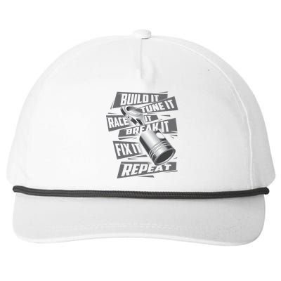 Build It Tune It Race It Break It Race Car Enthusiast Snapback Five-Panel Rope Hat