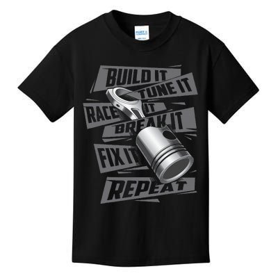 Build It Tune It Race It Break It Race Car Enthusiast Kids T-Shirt