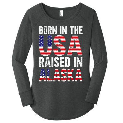 Born In The Usa Raised In Alaska Women's Perfect Tri Tunic Long Sleeve Shirt