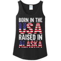 Born In The Usa Raised In Alaska Ladies Essential Tank