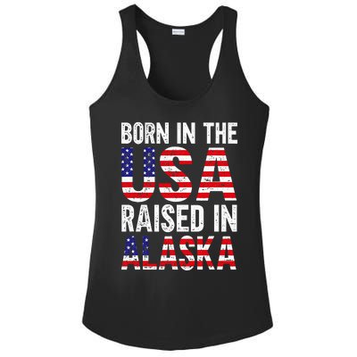 Born In The Usa Raised In Alaska Ladies PosiCharge Competitor Racerback Tank