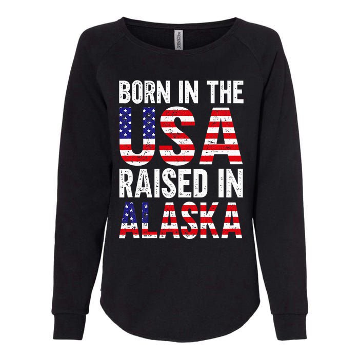 Born In The Usa Raised In Alaska Womens California Wash Sweatshirt