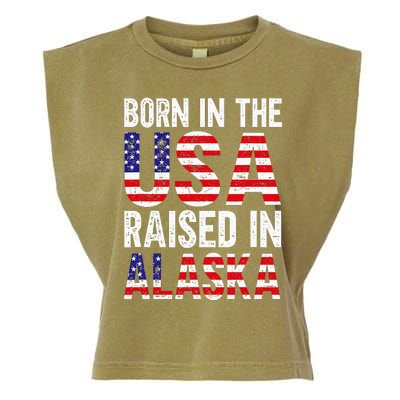 Born In The Usa Raised In Alaska Garment-Dyed Women's Muscle Tee