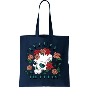 Beauty Is Timeless Skull Floral Tote Bag