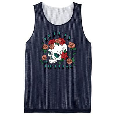 Beauty Is Timeless Skull Floral Mesh Reversible Basketball Jersey Tank