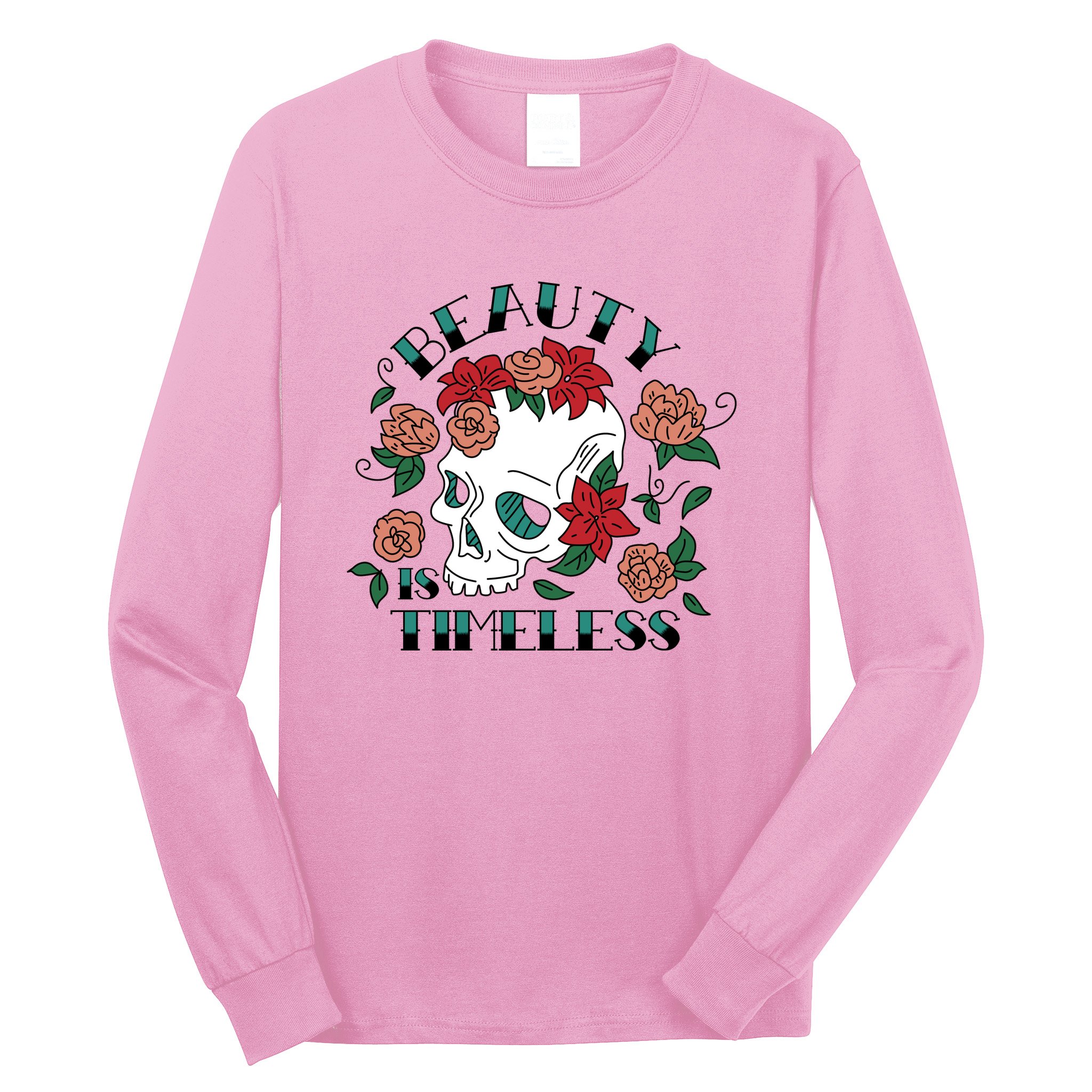 Beauty Is Timeless Skull Floral Long Sleeve Shirt